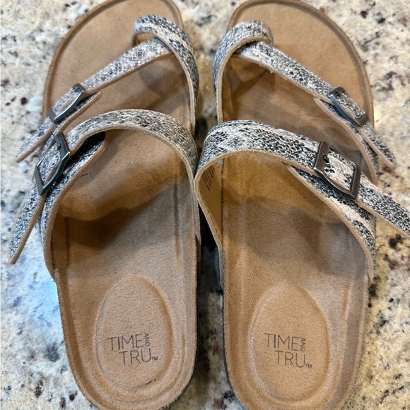 Time and Tru Snake Print Buckle Sandals - Picture 2 of 5